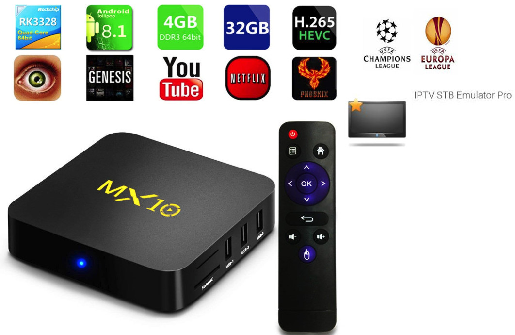 ANDROID BOX AVEC UNE RAM DE 4 GO + STB EMU PRO