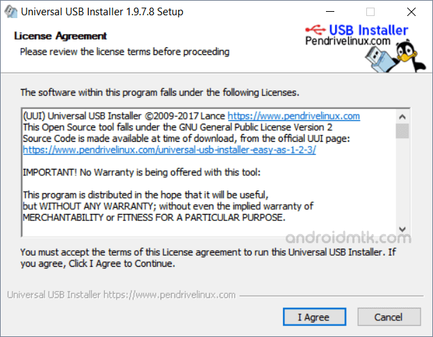 configuration de l'installateur USB universel