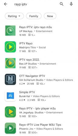 Select IPTV Rayo to stream IPTV M3U Playlist